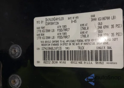 2006 Dodge Ram 1500 Slt/Trx4 Off Road/Sport z USA, uszkodzony, nr VIN 1D7HU18N66J107155
